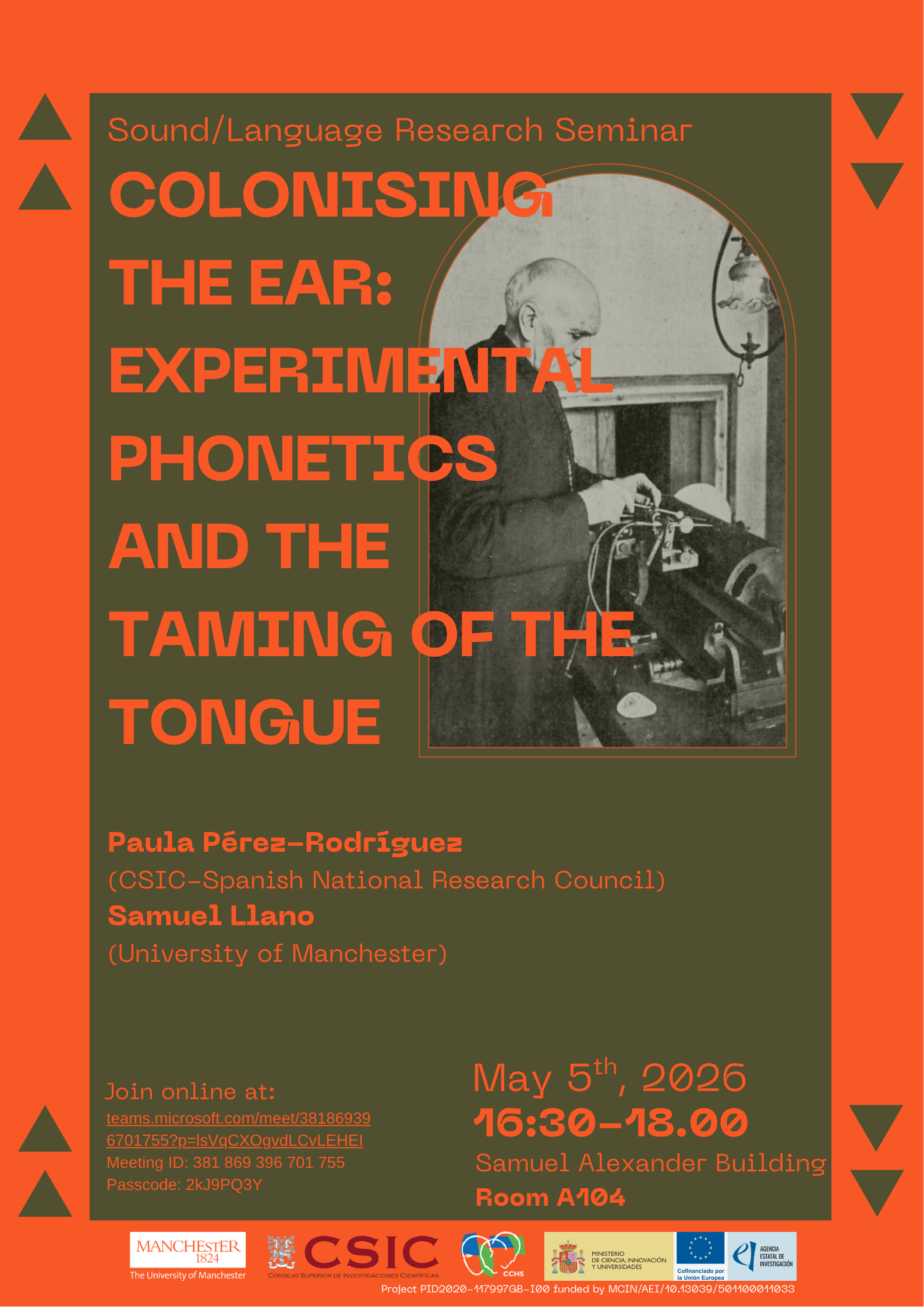 Sound/Language Research Seminar: "Colonising the Ear: Experimental Phonetics and the Taming of the Tongue"