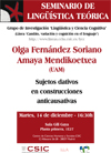 Seminario de Lingüística Teórica LyCC: "Sujetos dativos en construcciones anticausativas"