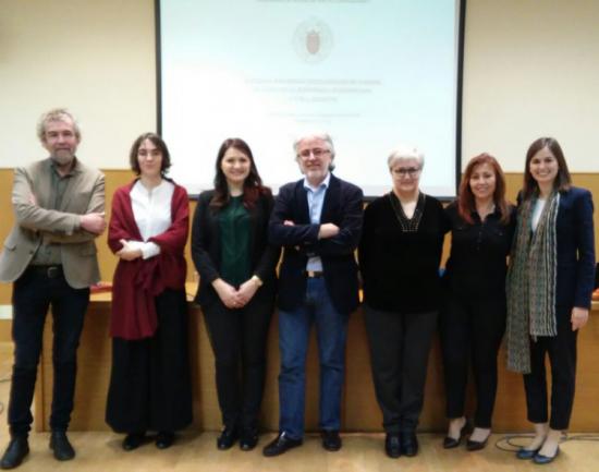 de izq.a dcha., los doctores: Julián Díaz Sánchez (UCLM), Noemí de Haro García (UAM), Silvia Pérez Pérez, Miguel Cabañas Bravo (IH, CCHS-CSIC), Dolores Fernández Martínez (UCM), Consuelo Naranjo Orovio (IH, CCHS-CSIC) e Idoia Murga Castro (UCM). foto_tesis_cabana.jpg