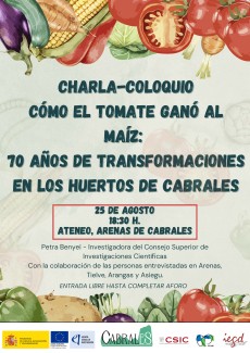 Charla-coloquio"Cómo el tomate ganó al maíz: 70 años de transformaciones en los huertos de Cabrales"