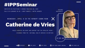 Cartel del seminario del IPP con Catherine De Vries
