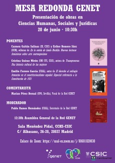 Mesa redonda GENET. Presentación de obras en Ciencias Humanas, Sociales y Jurídicas