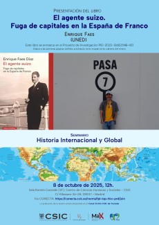 Seminario de Historia Internacional y Global: "Presentacion del libro 'El agente suizo. Fuga de capitales en la España de Franco'"